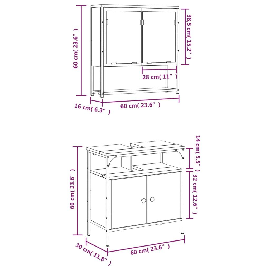 vidaXL 2 Piece Bathroom Furniture Set Black Engineered Wood