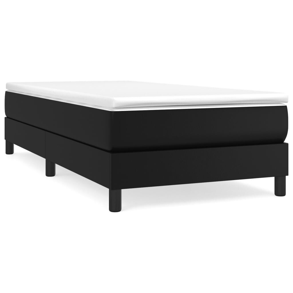 vidaXL Box Spring Bed with Mattress Black 100x203 cm Twin XL Faux Leather