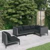vidaXL 5 Piece Garden Lounge Set with Cushions Poly Rattan Dark Grey