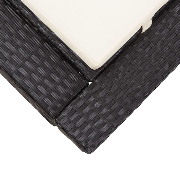 vidaXL 2-Person Sunbed with Cushion Black Poly Rattan