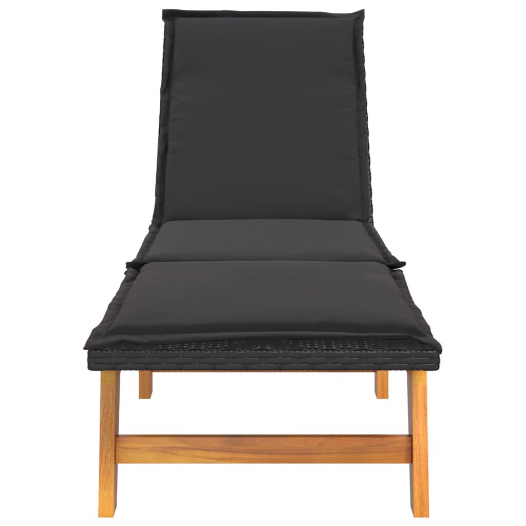 vidaXL Sun Lounger with Table Poly Rattan and Solid Wood Acacia