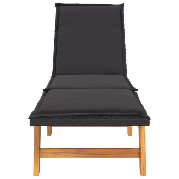 vidaXL Sun Lounger with Table Poly Rattan and Solid Wood Acacia