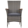 vidaXL 7 Piece Garden Dining Set with Cushions Poly Rattan Grey