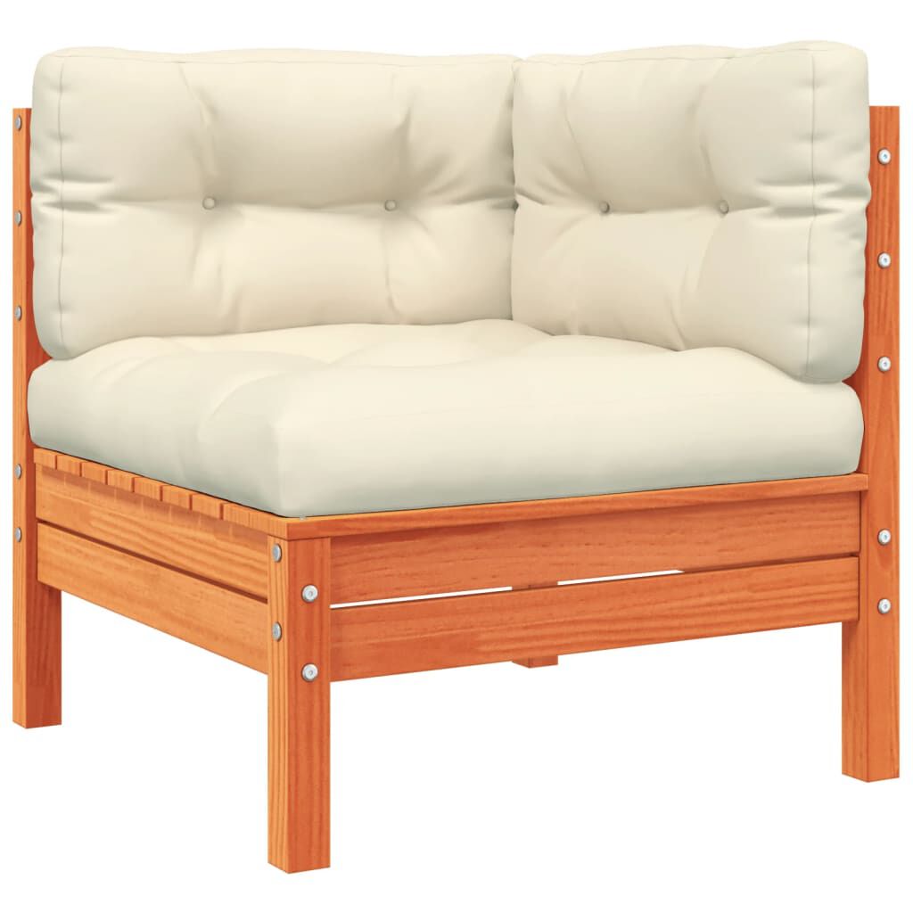 vidaXL 8 Piece Garden Sofa Set with Cushions Wax Brown Solid Wood Pine
