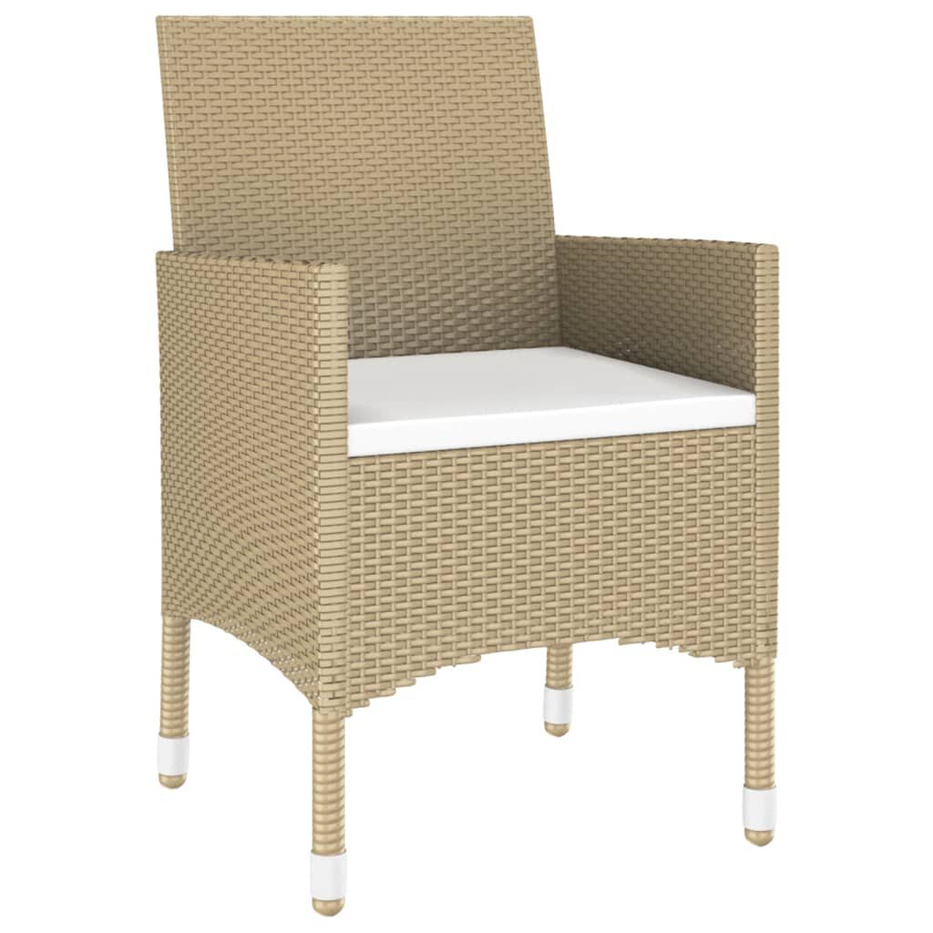 vidaXL 3 Piece Garden Dining Set Poly Rattan Beige