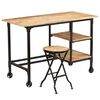 vidaXL Desk with Folding Stool Solid Mango Wood 115x50x76 cm