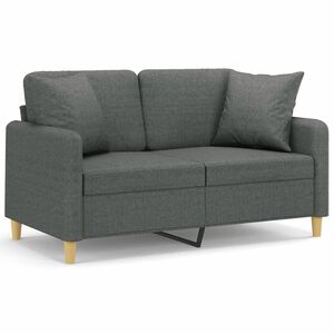 vidaXL 2-Seater Sofa with Throw Pillows Dark Grey 120 cm Fabric