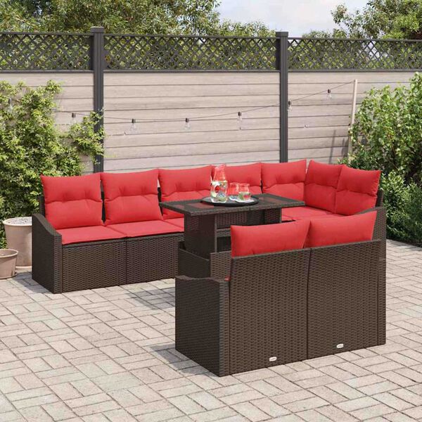 vidaXL Garden Sofa Set Manual 9 pcs Brown and red 100 x 55 x 73 cm