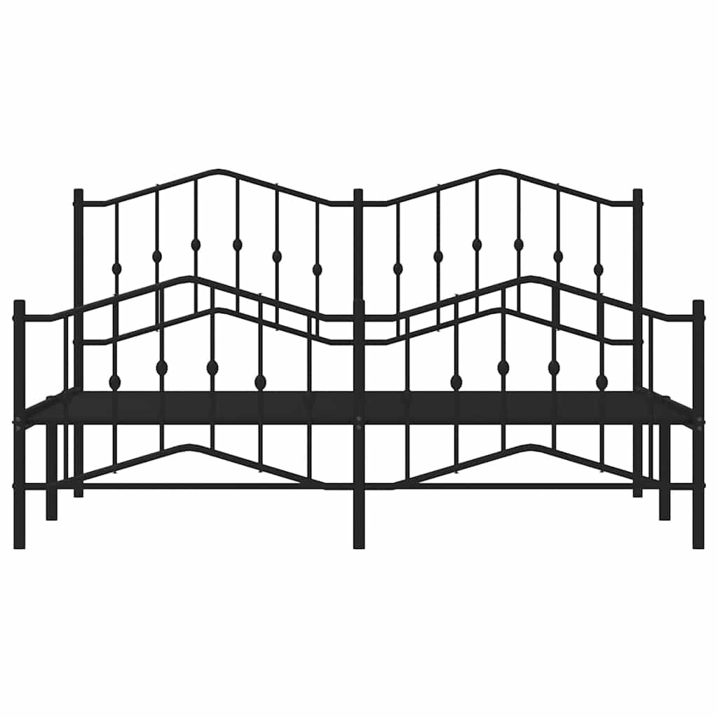 vidaXL Metal Bed Frame without Mattress with Footboard Black 183x213cm