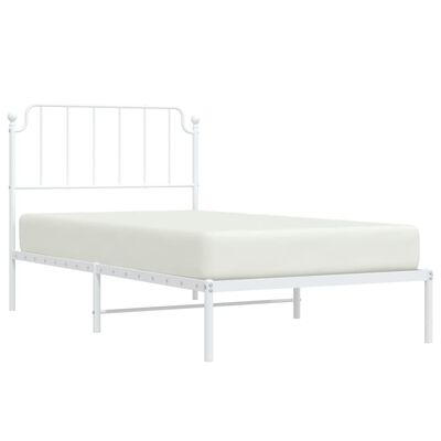 vidaXL Metal Bed Frame with Headboard White 100x190 cm