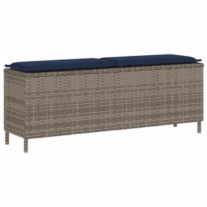 vidaXL Garden Bench with Cushion Grey 110x30x40.5 cm Poly Rattan