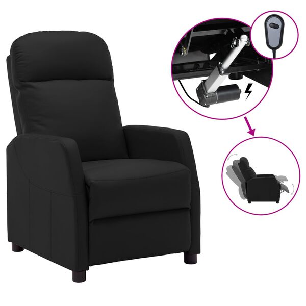 vidaXL Electric Recliner Chair Black Faux Leather