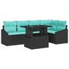 vidaXL Garden Sofa Set with Cushion 6 pcs Black and Turquoise