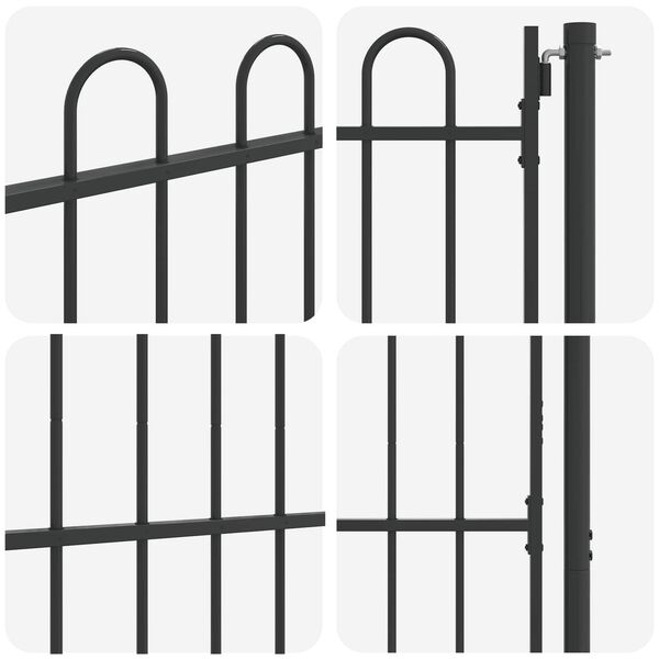 vidaXL Fence Gate Boxtel Single Door with Arched Top Steel 1x1.5 m Black