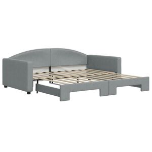 vidaXL Daybed with Trundle without Mattress Light Grey 100x190 cm