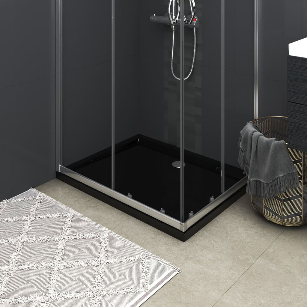 vidaXL Rectangular ABS Shower Base Tray Black 80x100 cm