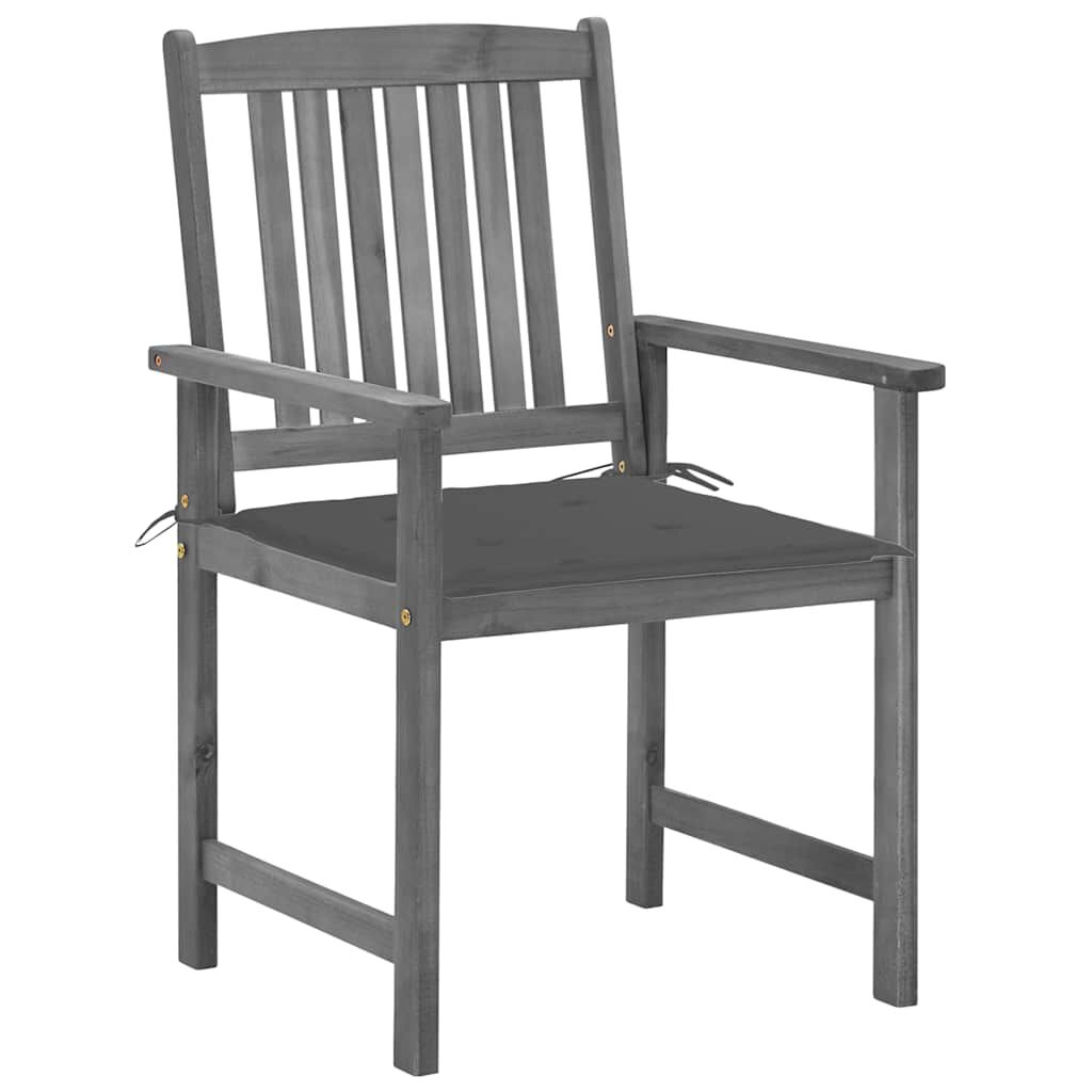 vidaXL Garden Chairs with Cushions 2 pcs Grey Solid Acacia Wood