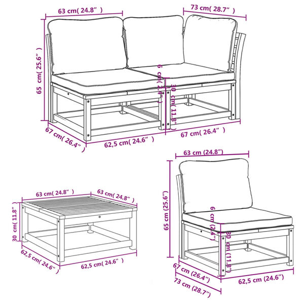 vidaXL 7 Piece Garden Lounge Set with Cushions Solid Wood Acacia