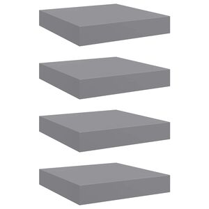 vidaXL Floating Wall Shelves 4 pcs Grey 23x23.5x3.8 cm MDF