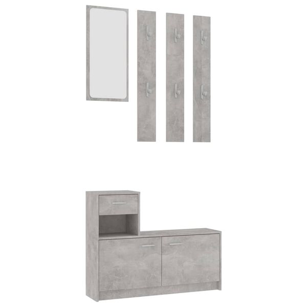 vidaXL Hallway Unit Concrete Grey 100x25x76.5 cm Engineered Wood