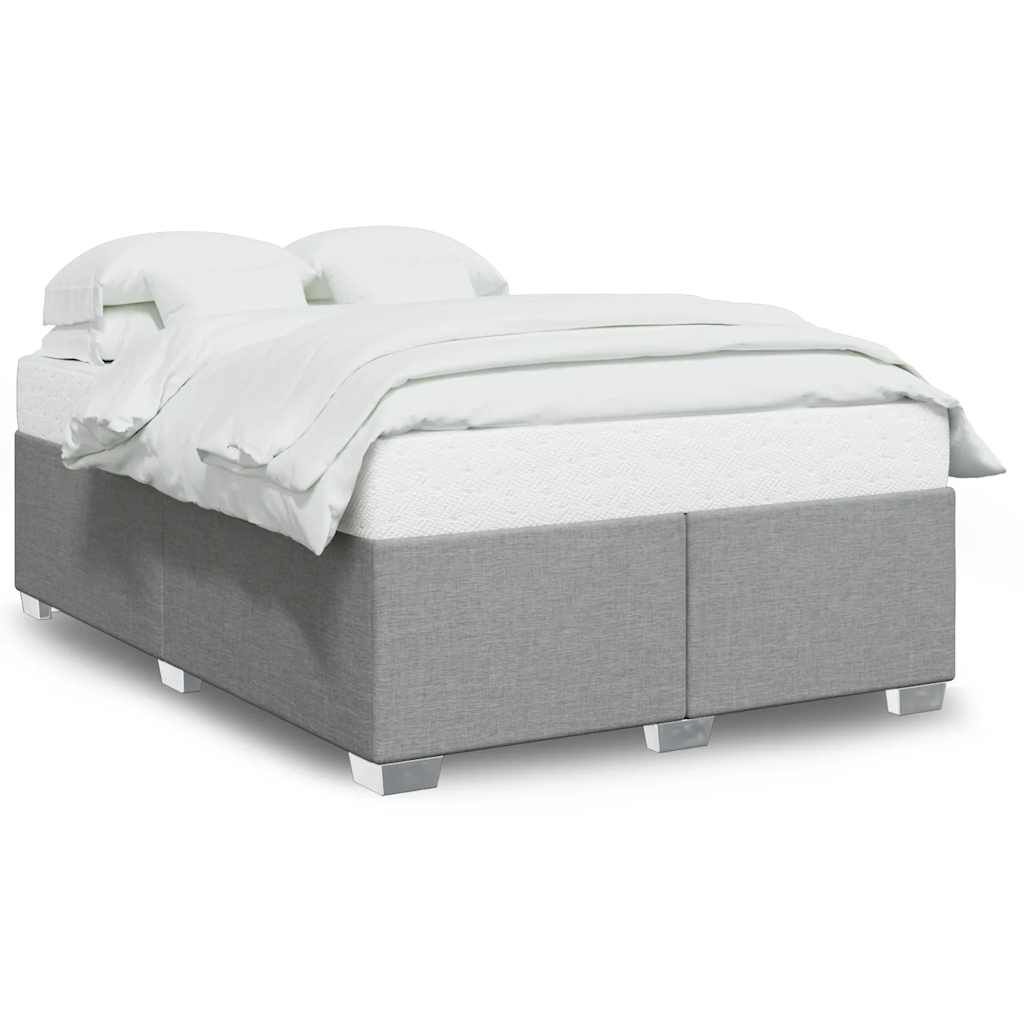 vidaXL Bed Frame without Mattress Light Grey Queen Fabric