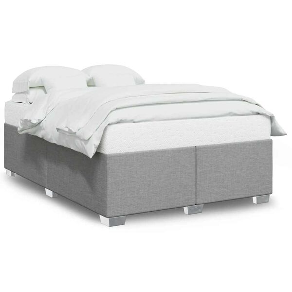 vidaXL Bed Frame without Mattress Light Grey Queen Fabric