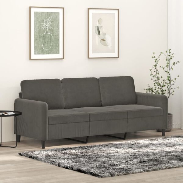 vidaXL 3-Seater Sofa Dark Grey 180 cm Velvet