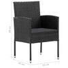 vidaXL 7 Piece Garden Dining Set Poly Rattan Black