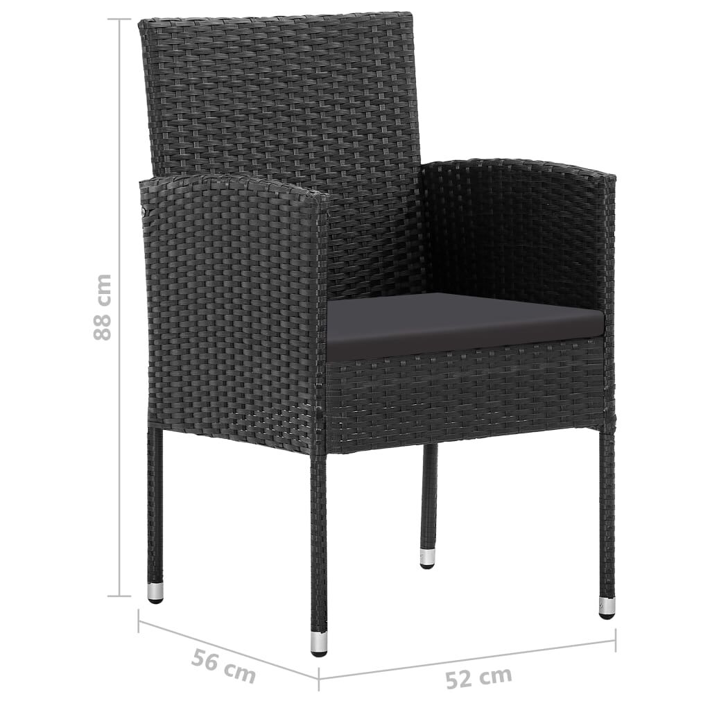 vidaXL 7 Piece Garden Dining Set Poly Rattan Black