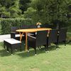 vidaXL 9 Piece Garden Dining Set Black
