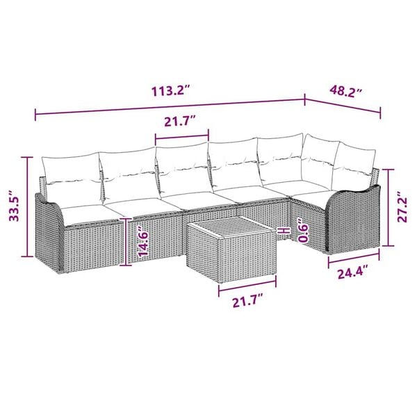 vidaXL Garden Sofa Set 7 pcs Black and turquoise