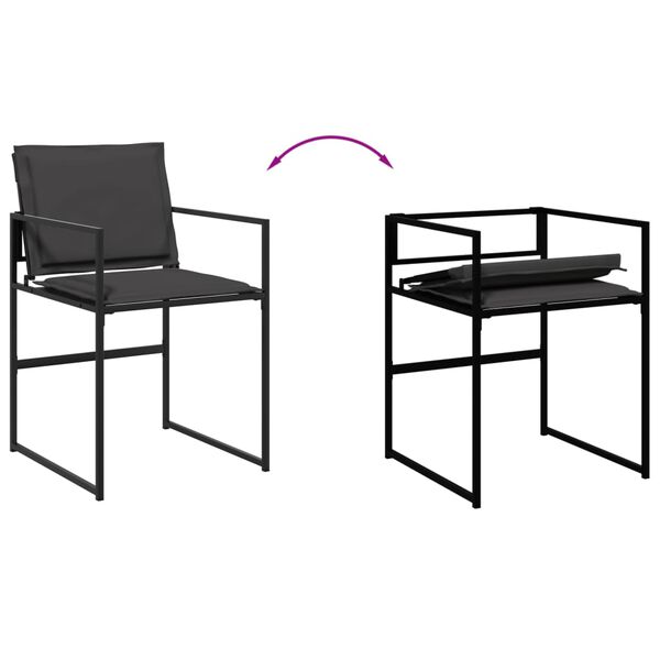 vidaXL Garden Chairs with Cushions 4 pcs Black Steel and Textilene