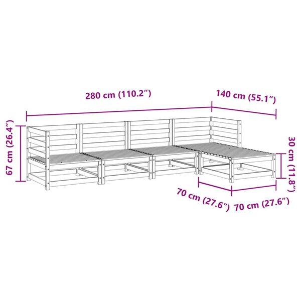 vidaXL 5 Piece Garden Sofa Set Solid Wood Pine