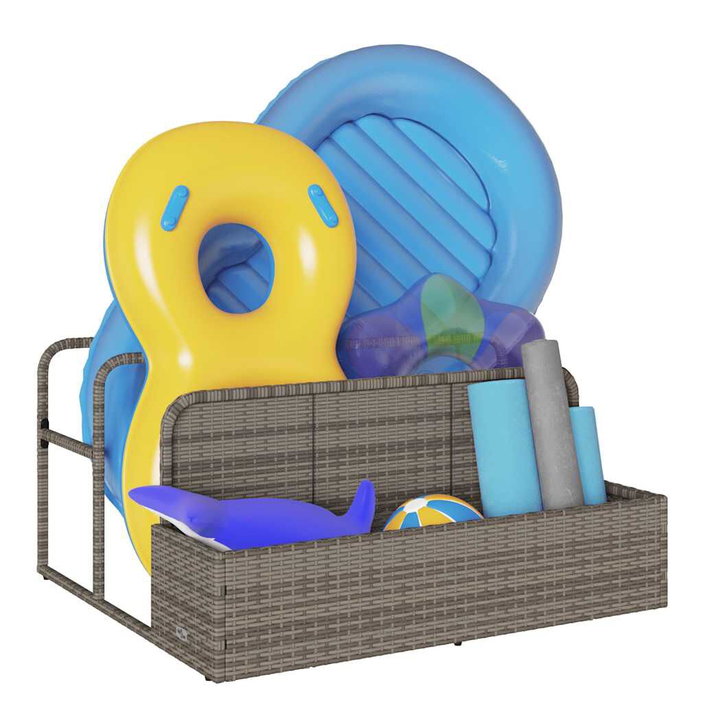 vidaXL Poolside Float Storage Grey 110x100x57 cm Poly Rattan