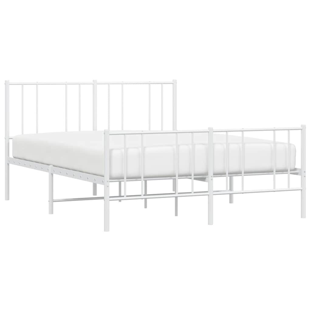 vidaXL Metal Bed Frame without Mattress with Footboard White 150x200cm