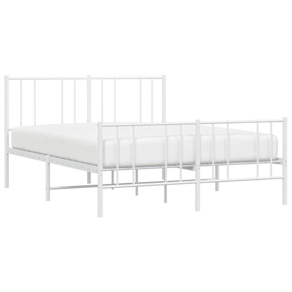 vidaXL Metal Bed Frame without Mattress with Footboard White 150x200cm