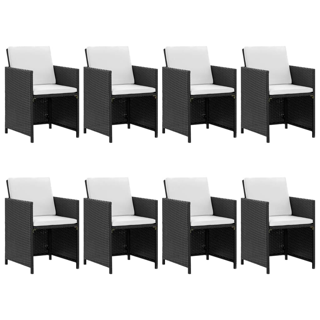 vidaXL 9 Piece Outdoor Dining Set with Cushions Poly Rattan Black