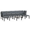 vidaXL 8 Piece Garden Lounge Set Black and Grey Poly Rattan