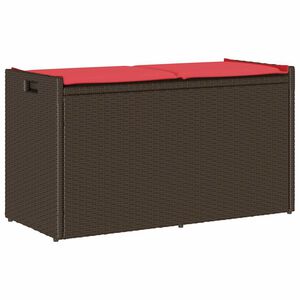 vidaXL Outdoor Storage Bench with Cushion Brown 100 cm Poly Rattan