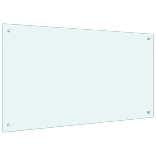 vidaXL Kitchen Backsplash White 100 x 60 cm Tempered Glass