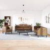 vidaXL 3 Piece Chesterfield Sofa Set with Bolsters Brown Faux Suede Leather