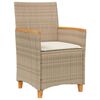 vidaXL Garden Chairs with Cushions 2 pcs Beige Poly Rattan&Solid Wood