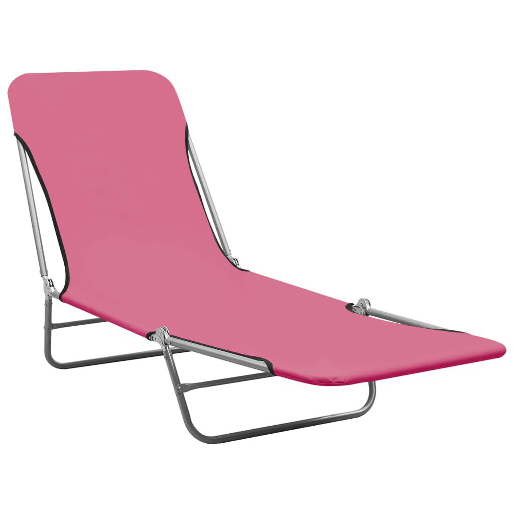 vidaXL Folding Sun Loungers 2 pcs Steel and Fabric Pink