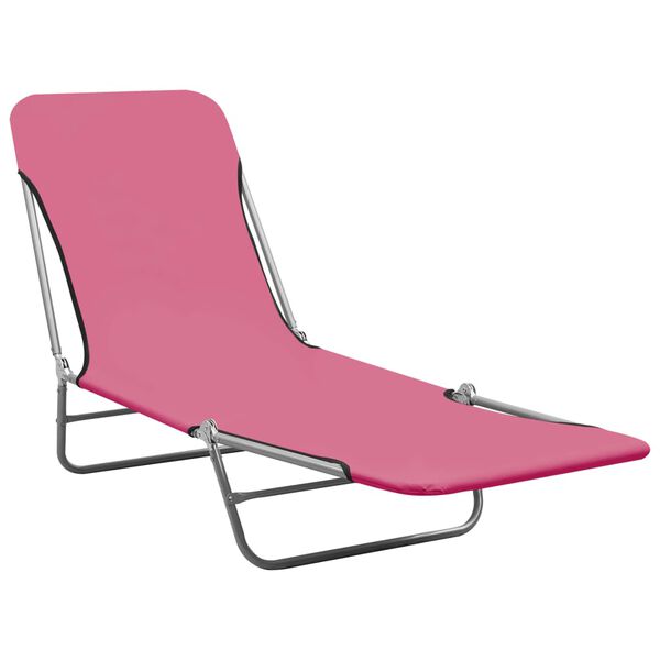 vidaXL Folding Sun Loungers 2 pcs Steel and Fabric Pink