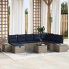 vidaXL Garden Sofa Set with Cushion 9 pcs Grey Poly Rattan