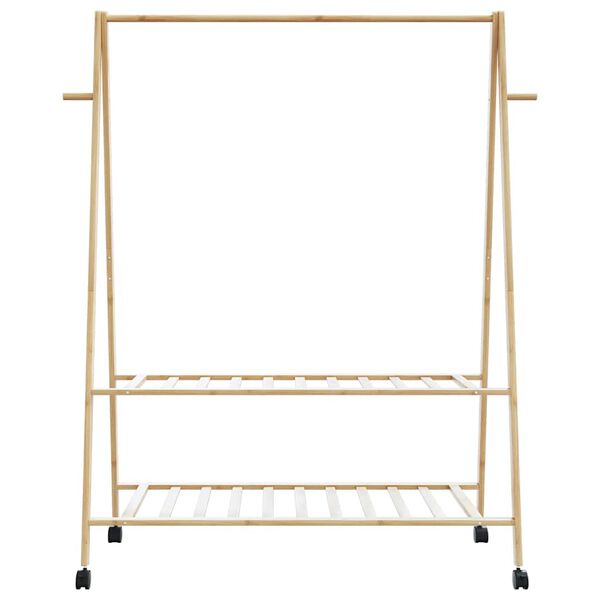 vidaXL Clothes Rack with Shelves and Wheels 132x45.5x155.5 cm Bamboo