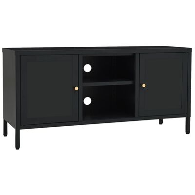 vidaXL TV Cabinet Black 105x35x52 cm Steel and Glass