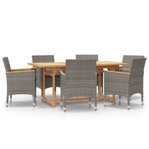 vidaXL 7 Piece Garden Dining Set with Cushions Grey