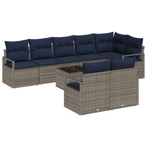 vidaXL Sofa Set 9 pcs Grey Poly Rattan