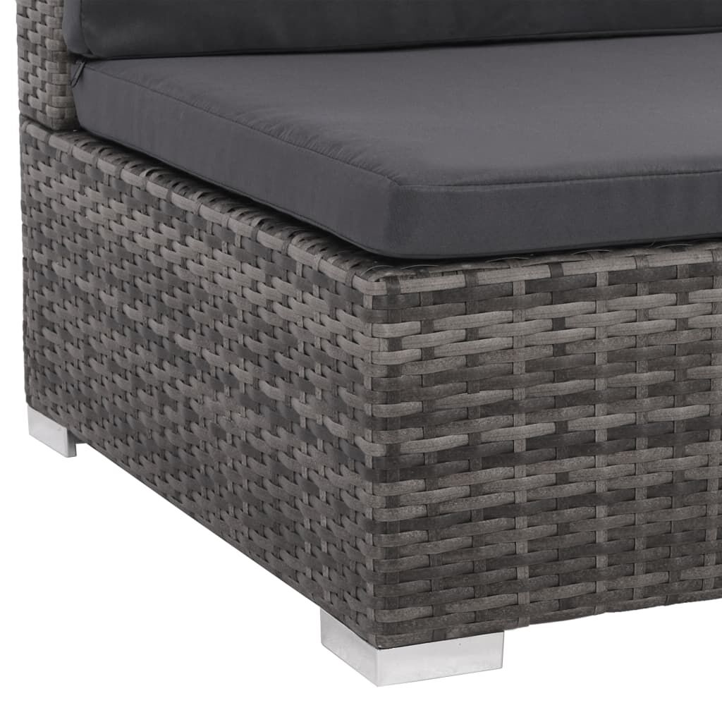 vidaXL 6 Piece Garden Lounge Set with Cushions Poly Rattan grey